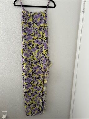 Forever 21 Purple and Yellow Floral Ruffle Maxi Dress